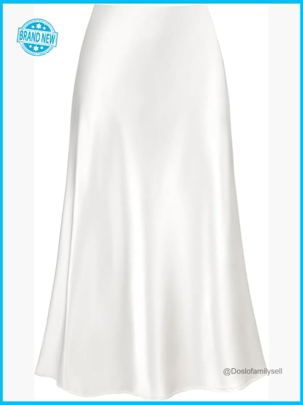 Satin Midi Skirt A-Line High Waisted Flowy Elastic Waist Dressy Casual